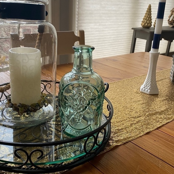 Vintage Recycled Decanter Green Glass Embossed with Fruit. Decanter/Wine Bottle - Picture 7 of 7